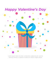 Happy Valentine's Day. Greeting card with colorful presents  for holidays flyers, greetings and invitations cards and birthday themed congratulations and banners. Vector illustration