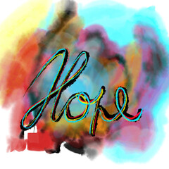 hope - watercolor lettering, colorful 