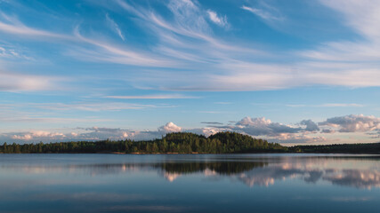 Fototapeta premium Smooth Lake with a Beautiful Reflection