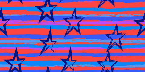 Grunge stripes with painted stars.