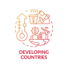 Fototapeta premium Developing countries concept icon. Negative invironment impact idea thin line illustration. Our tasks to improve planet. Vector isolated outline RGB color drawing. Climate justice
