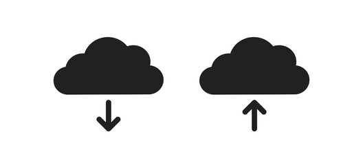 Download cloud icon. Upload data symbol. Web file outline sign in vector flat