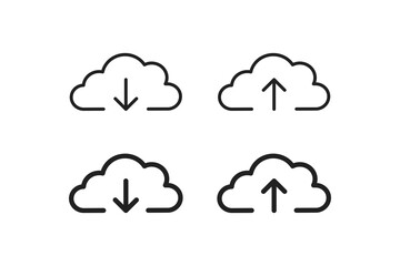 Download cloud icon. Upload data symbol. Web file outline sign in vector flat