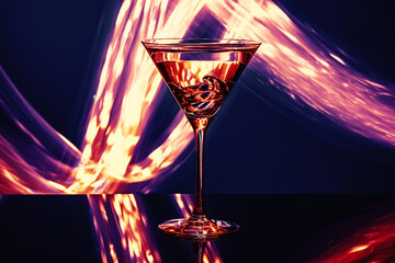 A glass of alcohol on a fiery background - 407058000