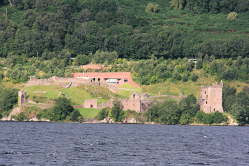 Fototapeta na wymiar A view of Urquhart Castle of the shore of Loch Ness