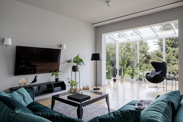 Living room with oriel window