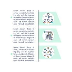 Fototapeta premium Structure rightsizing concept icon with text. Invite new people to your organization. PPT page vector template. Brochure, magazine, booklet design element with linear illustrations