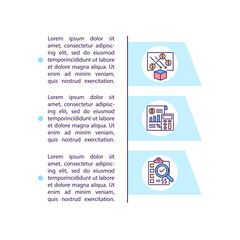 Naklejka premium Costs analysis concept icon with text. Checking information about different products value. PPT page vector template. Brochure, magazine, booklet design element with linear illustrations