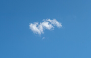 Isolated white puffy cloud in a blue sky