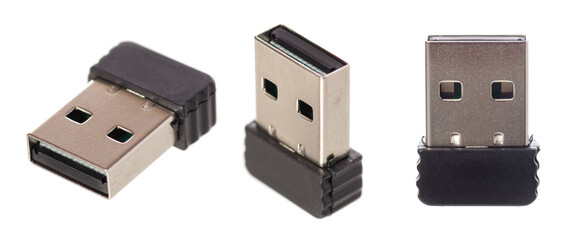 Set usb bluetooth adapter on white background isolation