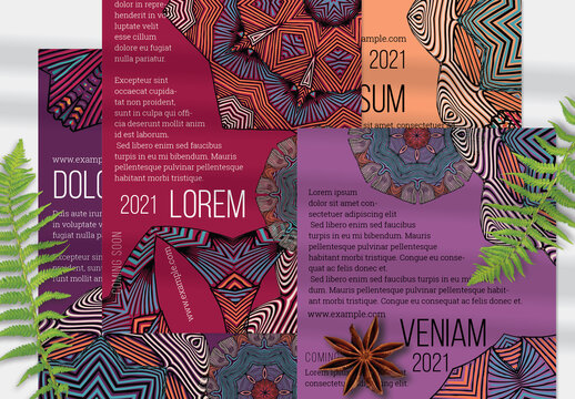 Flyer Layout with Mandala and Lace Flower Elements
