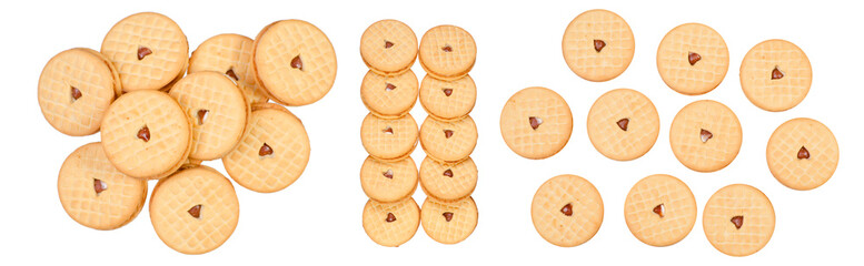 Set of biscuits on white background isolation, top view
