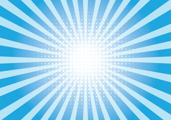 Sun rays Retro vintage style on blue background, sunburst Vector illustration