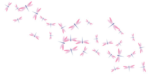 Magic rosy pink dragonfly cartoon vector wallpaper. Spring vivid damselflies. Fancy dragonfly cartoon baby illustration. Gentle wings insects patten. Nature beings
