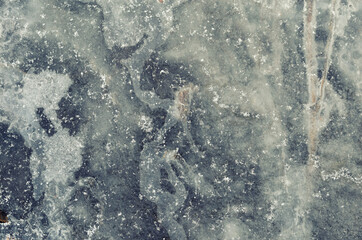 Texture, ice in a frozen stream, and grains of snow