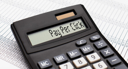 A calculator with the word Pay Per Click on the display