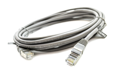 Network cable for computer on white background