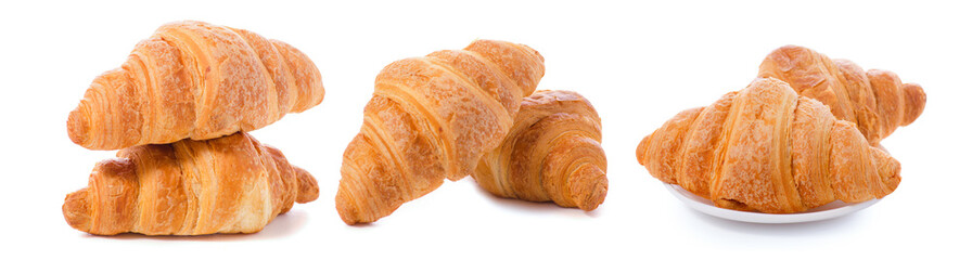 Set of croissants on white background isolation