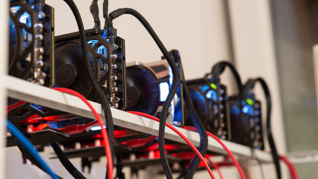 Five crypto currency graphic cards mining rig