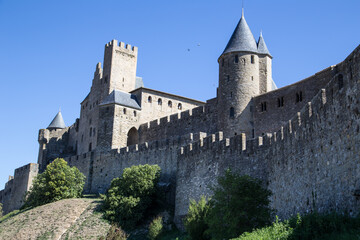 Fototapeta na wymiar Walled city of Carcassonne in France
