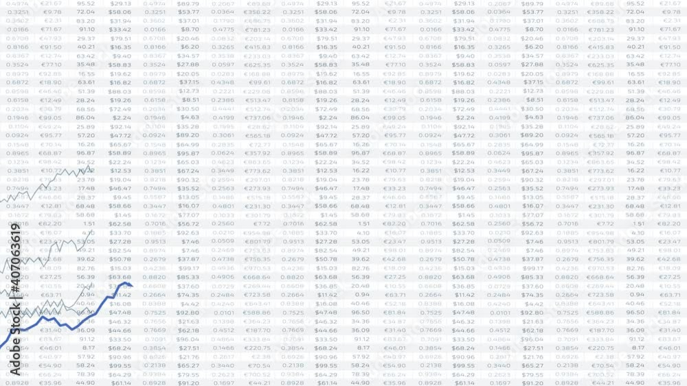 Poster artistic financial business charts with animated line graphs and stock numbers on white motion backg