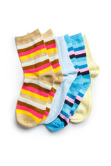 several new socks from thin jersey isolated on a white background.