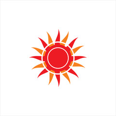 vintage circle red sun logo design