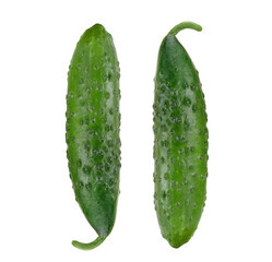 Fresh cucumbers closeup isolated on white background