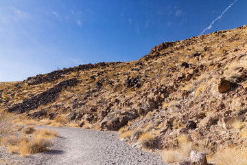 Sunny view of the beautiful landscape around Petroglyph Canyon Trail