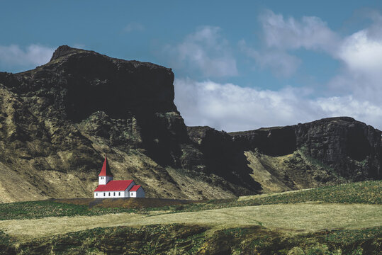 Church in the mountain. Iceland.