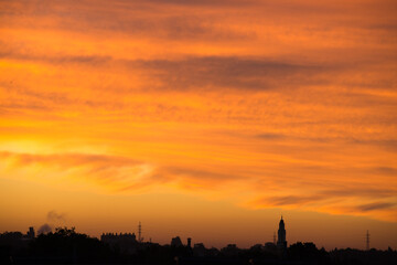 sunset over the city