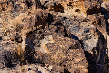 Sunny view of the beautiful landscape around Petroglyph Canyon Trail