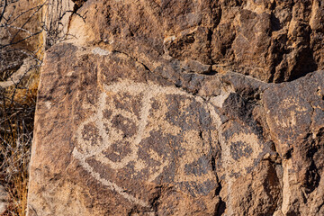 Sunny view of the beautiful landscape around Petroglyph Canyon Trail