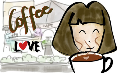 girl enjoying coffee