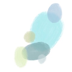 Composition of round and oval spots in cold shades of pastel colors similar in color