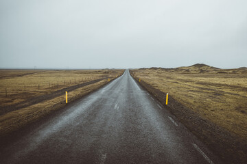 Fototapeta na wymiar Icelandic famous road N1 in empty lands