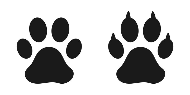 Cat paw prints. Vector pet footprint. Black icons