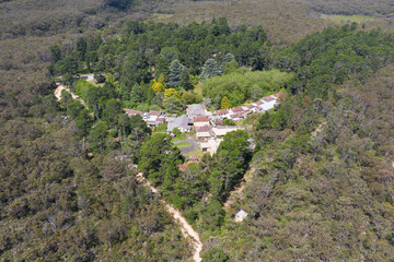 Fototapeta na wymiar Aerial view of the old Queen Victoria Sanatorium in The Blue Mountains in regional Australia