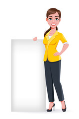 Young beautiful business woman cartoon character