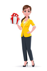 Young beautiful business woman cartoon character