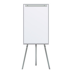 Empty Flip chart blank on tripod over white background. Office Whiteboard For Business Training in office