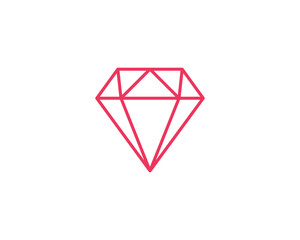 Diamond outline icon, modern minimal flat design style, thin line vector illustration