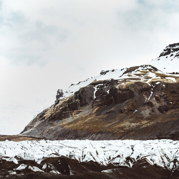Mountain landscape with snow in Iceland