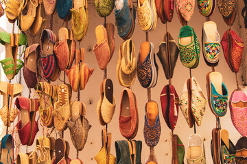 shoes in the market in Essaouira, Morocco