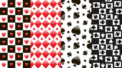 set of different seamless vector patterns card suits for game background design