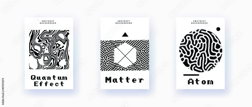 Poster abstract geometric background with minimal composition of shapes and forms. science, quantum mechani
