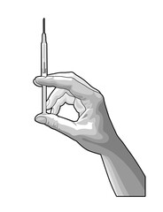 syringe in hand - vector illustration on white background. vaccine, prevention of coronavirus.