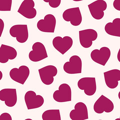 Vector simple seamless geometric pattern with hearts. Repeatable Valentines day background - creative design. Pink fashion love print