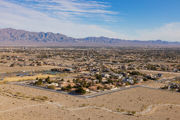 High angle view of the cityscape from Lone Mountain