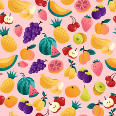 Fun Summer Fruits Seamless Pattern Background